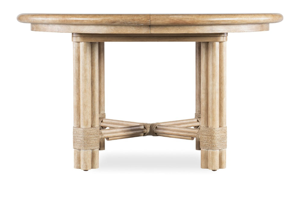 Hooker Furniture Retreat Pole Rattan Dining Table With 20" Extendable Leaf, Dune Oak Veneer, Coastal Style Appeal Light Wood 6950-75201-80