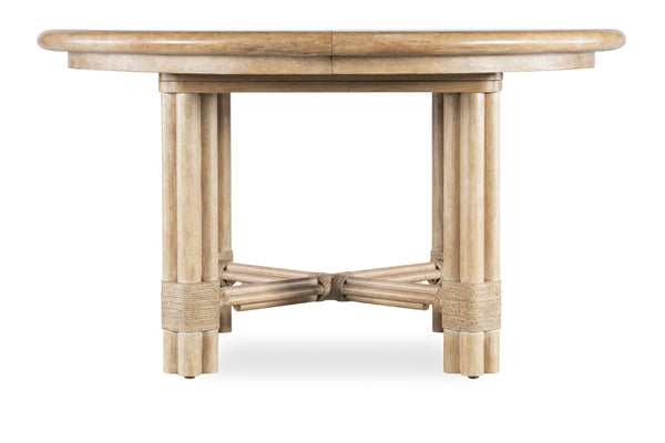 Hooker Furniture Retreat Pole Rattan Dining Table With 20" Extendable Leaf, Dune Oak Veneer, Coastal Style Appeal Light Wood 6950-75201-80