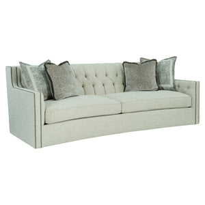 Bernhardt Bernhardt Candace Cream Crescent Sofa 96" — Tufted Back, Nailhead Trim, Curved Silhouette, 4 Pillows (Made-To-Order) B7277C