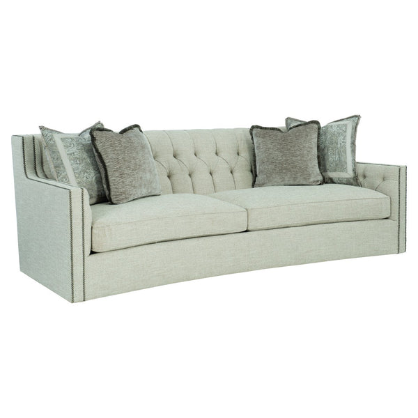 Bernhardt Bernhardt Candace Cream Crescent Sofa 96" — Tufted Back, Nailhead Trim, Curved Silhouette, 4 Pillows (Made-To-Order) B7277C