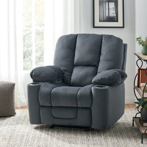 English Elm Christopher Knight Home® - Luxurious Manual Recliner Chair with Skin-Friendly Fabric, Dual Cup Holders, Ergonomic Padded Comfort Silver 57578.00STL