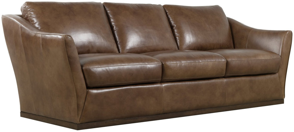Hooker Furniture Fairfax Hazlenut Top-Grain Leather Sofa — Transitional 3-Cushion Comfort With Flared Arms & Plinth Base SS225-03-086
