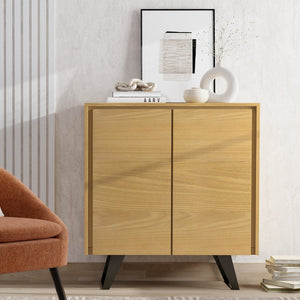 English Elm Lowry Medium Storage Cabinet - Stylish Oak Veneer With Adjustable Shelves For Versatile Use B136P158858