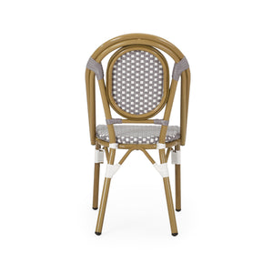 English Elm French Bistro Outdoor Chair Set of 2 Handwoven Pe Rattan Aluminum Cafe Patio Seating 69959.00GRY