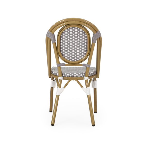 English Elm French Bistro Outdoor Chair Set of 2 Handwoven Pe Rattan Aluminum Cafe Patio Seating 69959.00GRY