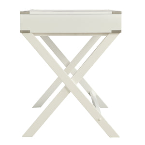 Homelegance By Top-Line Beatrix X-Base Wood Accent Campaign Writing Desk White MDF