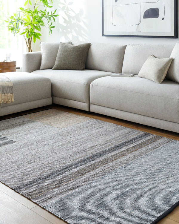 Livabliss Jocelyn Handwoven Recycled Pet Flatweave Rug for Entryways Patios and Compact Spaces Slate Gray, Cha 9' x 12' JYN2301-912