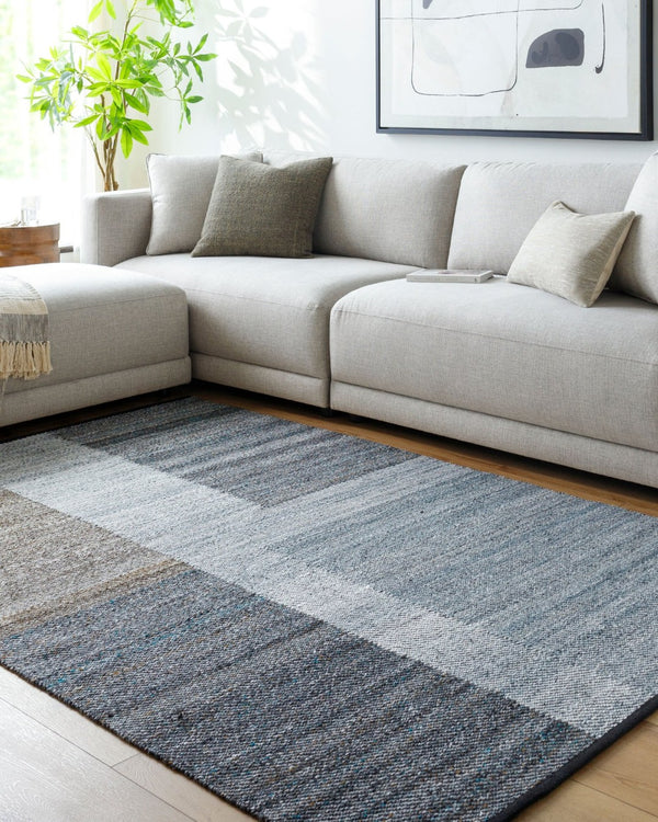 Livabliss Jocelyn Handwoven Recycled Pet Flatweave Accent Rug for Entryways and Small Spaces Slate Blue, Ste 9' x 12' JYN2302-912