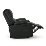 Christopher Knight Home® - Noble House - Sarina Traditional Black Leather Recliner with Steel Cup Holders