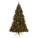 Christopher Knight Home® - Noble House - 7-foot Mixed Spruce Pre-Lit Clear String Light Hinged Artificial Christmas Tree with Frosted Branches