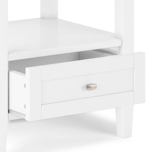 English Elm Warm Solid Wood 20-Inch Transitional End Table In Polished White With Storage Drawer & Tapered Legs B136P159708-GIGA