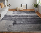 Feizy Rugs Anya Wool/Viscose Hand Tufted Industrial Rug Gray/Blue/Ivory 5' x 8'
