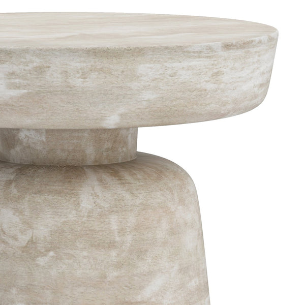 English Elm Robbie Sculptural Accent Table in Walnut Brown Solid Mango Hardwood, Hand-Finished, Rustic Contemporary Appeal White B136P158443