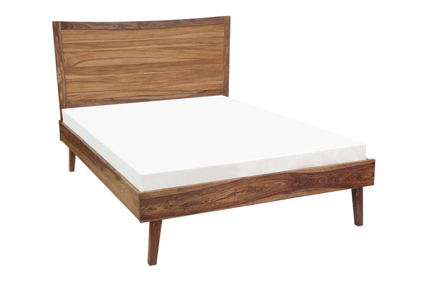 Porter Designs Porter Fusion Solid Sheesham Wood Queen Bed - Mid-century Modern Design, Light Brown Elegance Light Brown Wood 04-117-03b-6750n-kit