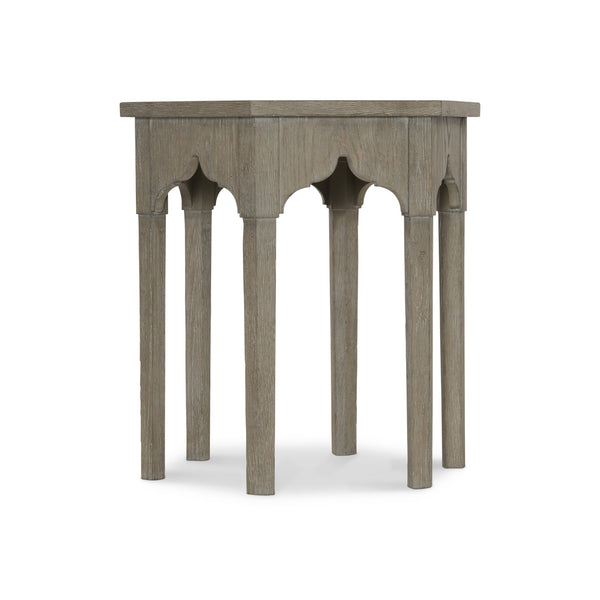 Bernhardt Bernhardt Albion Hexagon Side Table — Hexagonal White Oak Accent Table With Pewter Finish, Gallery Top & Moroccan Arches 311124