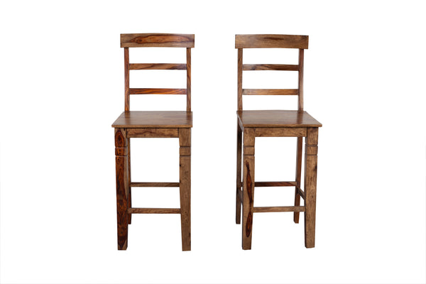 Porter Designs Taos Solid Sheesham Wood Bar Stool Set – Handcrafted Elegance For Your Space Brown Wood 07-196-24-1114h