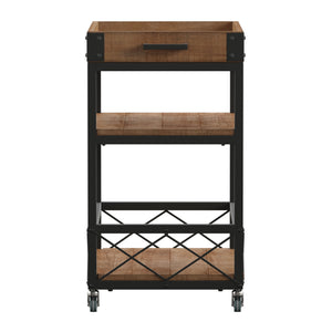 Homelegance By Top-Line Rafferty Rustic Serving Cart Oak Wood