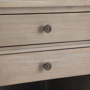 English Elm Carlton Handcrafted Distressed Grey Bedside Table - Vintage Charm With Dual Storage Drawers & Style B136P158140