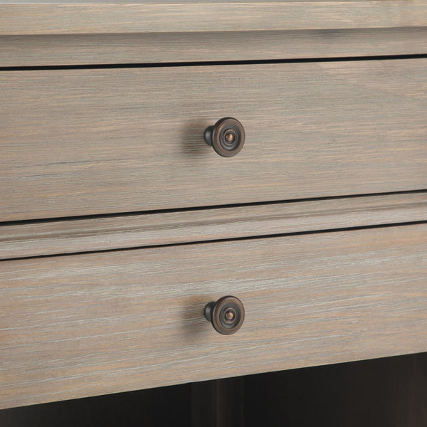 English Elm Carlton Handcrafted Distressed Grey Bedside Table - Vintage Charm With Dual Storage Drawers & Style B136P158140