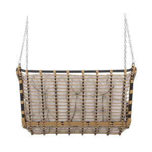 English Elm Christopher Knight Home® - ARRUDA Wicker Porch Swing with Water-Resistant Cushions, Iron Frame, Boho Outdoor Hanging Seat, 800 lb Capacity Brown+Beige 70653.00BGE