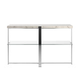 Homelegance By Top-Line Dahlia Marble Top Chrome Framed Sofa Table Chrome Marble