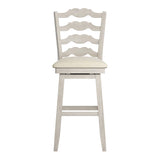 Homelegance By Top-Line Juliette French Ladder Back Swivel Bar Stool White Rubberwood