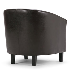 English Elm Austin Tub Chair - Stylish Brown Vegan Faux Leather Accent For Living Rooms & Offices Comfortably B136P159636