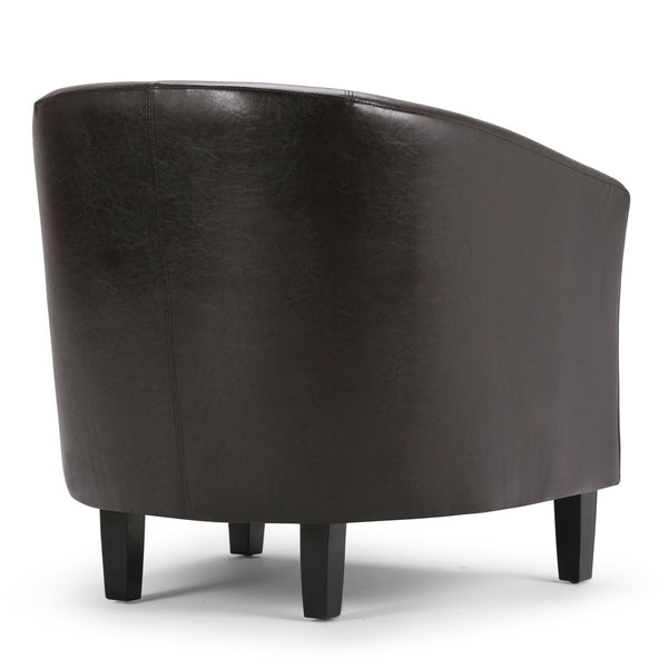 English Elm Austin Tub Chair - Stylish Brown Vegan Faux Leather Accent For Living Rooms & Offices Comfortably B136P159636