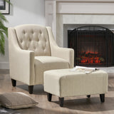 Christopher Knight Home® - Noble House - Elaine Tufted Fabric Chair and Ottoman