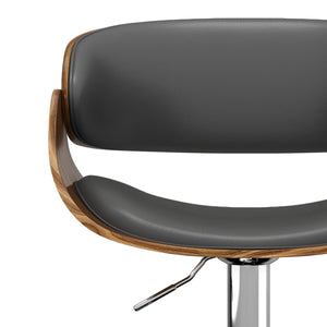 English Elm Amery Mid Century Modern Adjustable Swivel Bar Stool with Walnut Veneer Bentwood Frame & Gas Lift Dark Gray B136P158314