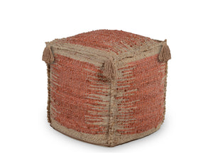 English Elm Steve Silver - Jafar Handwoven Square Jute Pouf in Red – Sustainable 91% Jute Cover, Cotton Lining, Thermocol Fill (21x21x20.75) B081P157399