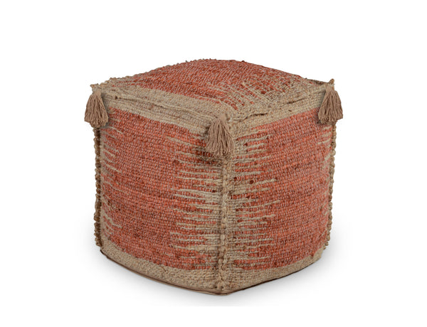 English Elm Steve Silver - Jafar Handwoven Square Jute Pouf in Red – Sustainable 91% Jute Cover, Cotton Lining, Thermocol Fill (21x21x20.75) B081P157399