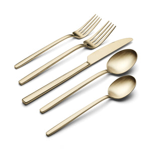 Lenox Oneida Dean Satin Champagne 20 Piece Flatware Set Metallic, STAINLESS METAL 896762