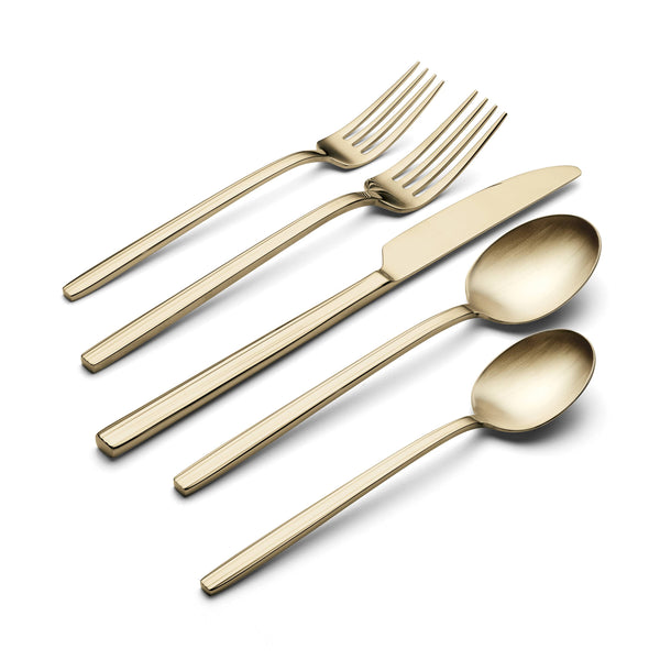 Lenox Oneida Dean Satin Champagne 20 Piece Flatware Set Metallic, STAINLESS METAL 896762