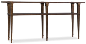 Hooker Furniture Skinny Rustic Console Table With Distressed Dark Acacia Veneers, Metal Accents & Slim Shelf — 80" 5589-85001-DKW