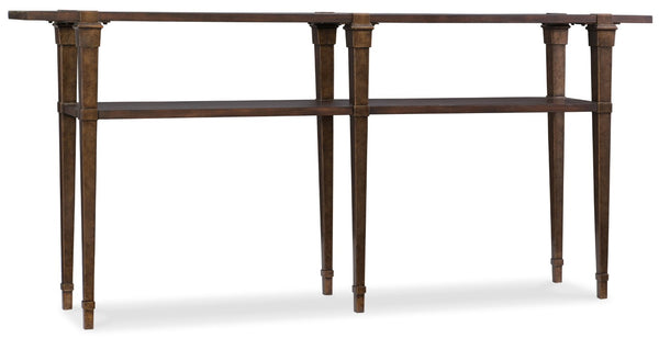 Hooker Furniture Skinny Rustic Console Table With Distressed Dark Acacia Veneers, Metal Accents & Slim Shelf — 80" 5589-85001-DKW