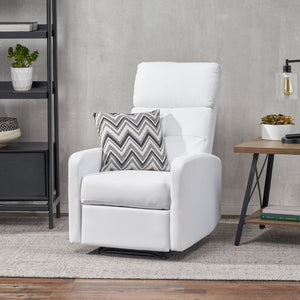 English Elm Christopher Knight Home® - RECLINER Plush PU Upholstered Push-Back Recliner with Contemporary Minimalist Design and Comfort White 57575.00WHI