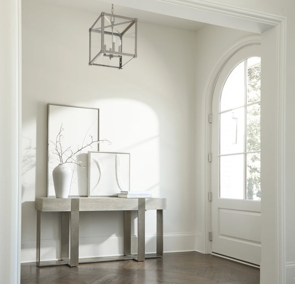 Bernhardt Bernhardt Tempo Console Table In Wire-Brushed Oak With Sandblasted Satin Nickel Bands, 68"W Slim Profile 346916