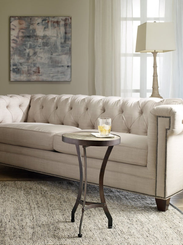 Hooker Furniture Saint Armand Martini Table Rustic Acacia Top With Antique Bronze Metal Base — Compact Industrial Chic Accent (97) 5601-50002