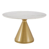 Homelegance By Top-Line Fitzroy 46" Wide Faux Marble Round Dining Table White MDF
