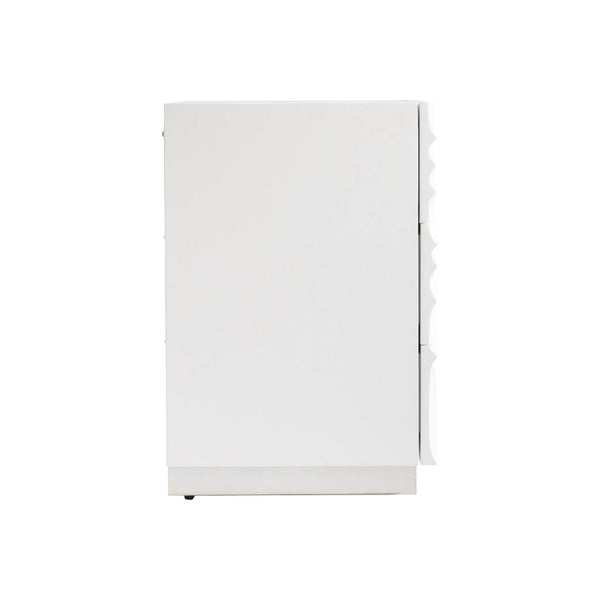 Bernhardt Bernhardt Alia Nightstand With Carved Resin Fronts, White Plaster Finish, Soft-Close Drawers & Ss Base 316234