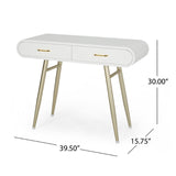 Christopher Knight Home® - Noble House - Dehaviland Modern Faux Wood Vanity Table, White And Champagne Gold