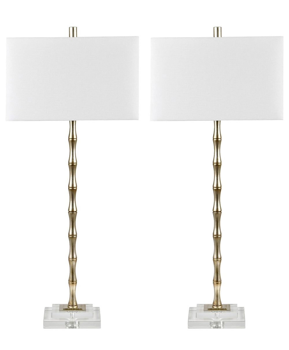 Crestview Collection Transitional Buffet Lamp - Slim Bamboo Design With Champagne Finish & Crystal Base For Elegant Lighting   Cvaer2022