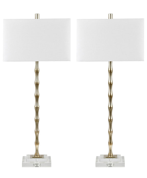 Crestview Collection Transitional Buffet Lamp - Slim Bamboo Design With Champagne Finish & Crystal Base For Elegant Lighting   Cvaer2022