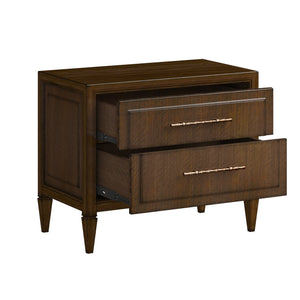 A.R.T. Furniture Eave 2 Drawer Nightstand - Elegant Quartered Walnut Design With Chic Faux Bamboo Gold Hardware Brown Material(S), Poplar And Parawood Solids,Walnut Veneer 336141-1860