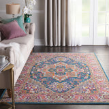 Nourison Passion PSN20 Machine Made Power-loomed Floral Border Indoor Only Bohemian  Rug Teal Multicolor, Teal Multicolor 100% Polypropylene 99446486554