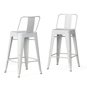 English Elm Rayne 24" Distressed White Metal Counter Height Stool Set Of 2 - Industrial Charm For Any Space B136P159478-GIGA