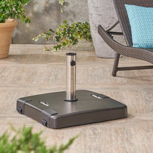 English Elm Christopher Knight Home® - MALDEN Concrete Square Umbrella Base 119 lb Black with Stainless Support Pole for 13ft Canopies 62767.00BLK