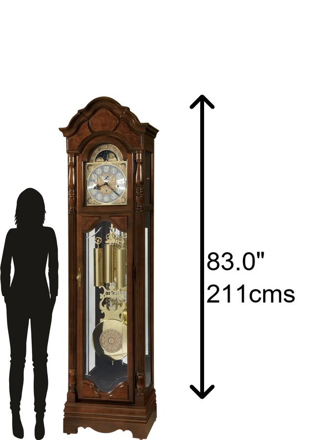 Hekman Furniture 611226 Wilford Grandfather Clock - Elegant Cherry Wooden Timepiece With Westminster Chimes & Brass Finish Cherry Bordeaux Wilford Grandfather Clock 611226