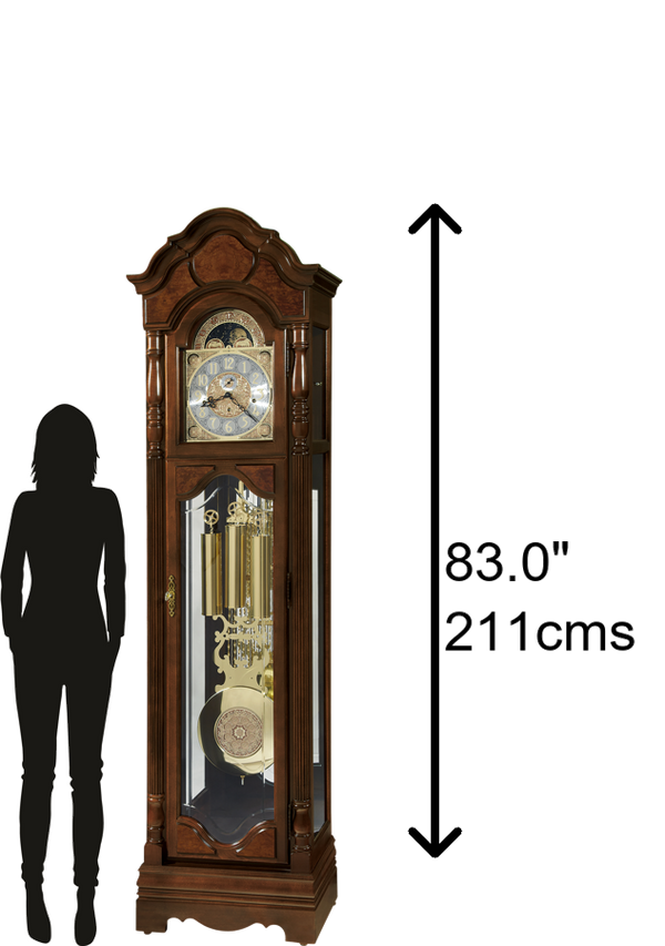 Hekman Furniture 611226 Wilford Grandfather Clock - Elegant Cherry Wooden Timepiece With Westminster Chimes & Brass Finish Cherry Bordeaux Wilford Grandfather Clock 611226